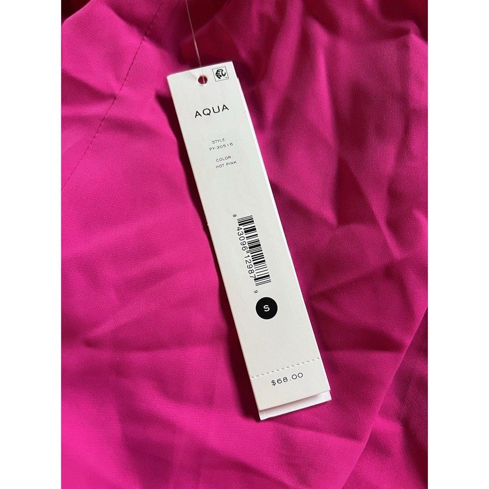 Aqua Womens Ruffled V Neck Blouse Hot Pink Small Bloomingdale's Exclusive‎ NWT - Picture 6 of 9